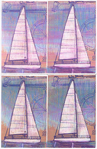 Richard Hyatt Men, Women, and Boats Christmas Boat Pencil on Paper Bag