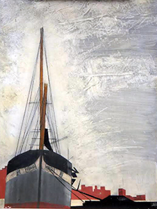 Richard Hyatt Men, Women, and Boats Balclutha Oil on Canvas Board